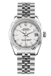 Rolex Datejust 31 White Dial Gold Fluted Bezel Jubilee Ladies Watch 178274